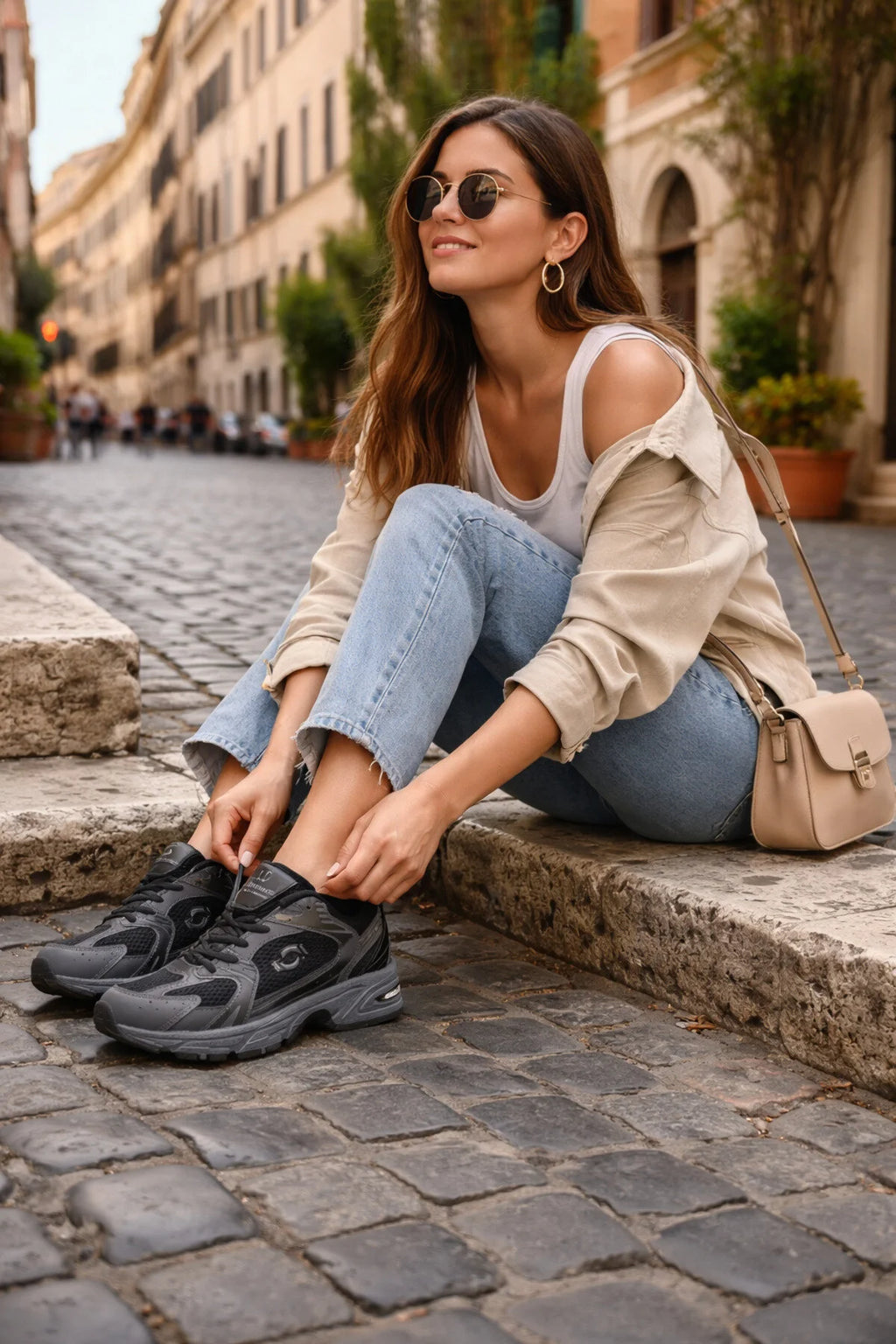 Unisex Triko Siyah Sneaker – Hafif, Nefes Alabilen, Bağcıklı, Günlük Spor Ayakkabı - SK03
