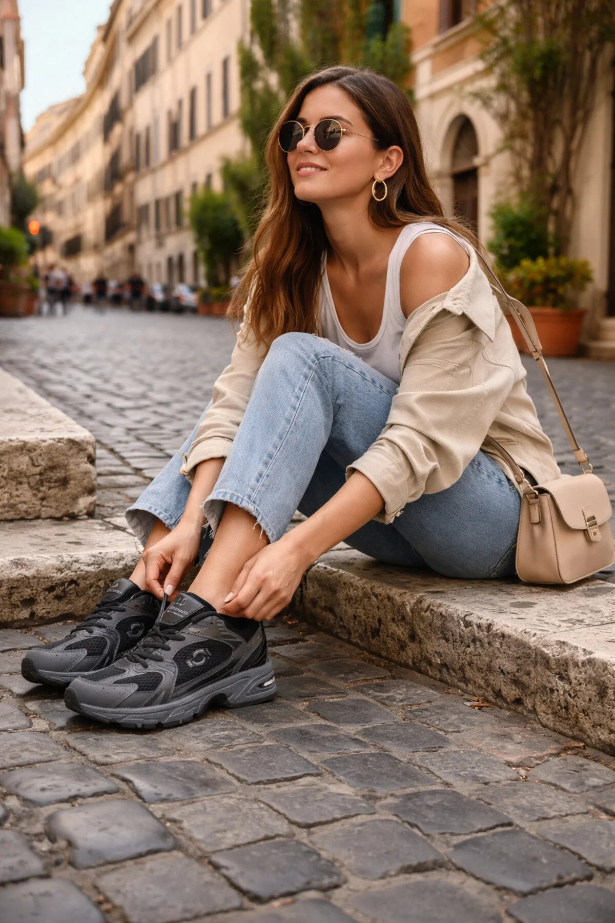 Unisex Triko Siyah Sneaker – Hafif, Nefes Alabilen, Bağcıklı, Günlük Spor Ayakkabı - SK03
